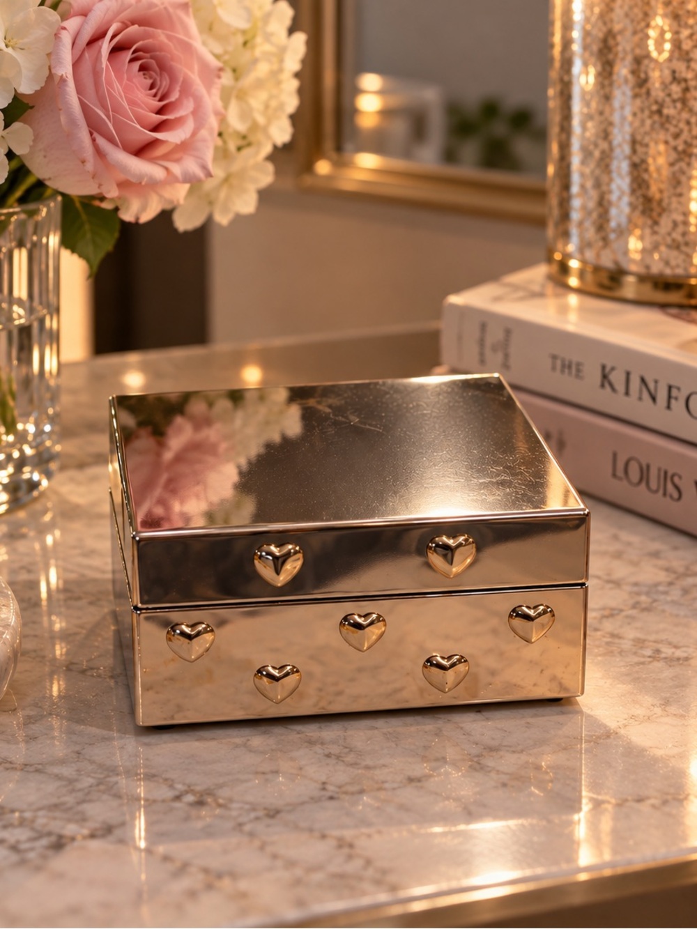 KATE SPADE  gold  Heart Accent Jewelry Box - Elegant Home Accents
